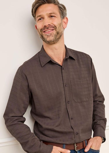 Cotton Traders Dark Brown Luxury Long Sleeve Soft Touch Shirt
