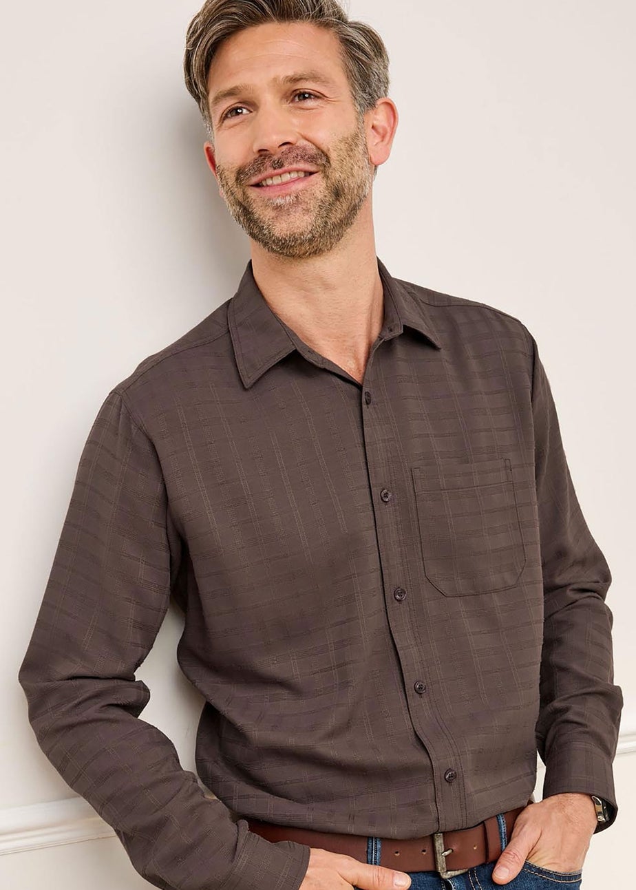 Cotton Traders Dark Brown Luxury Long Sleeve Soft Touch Shirt