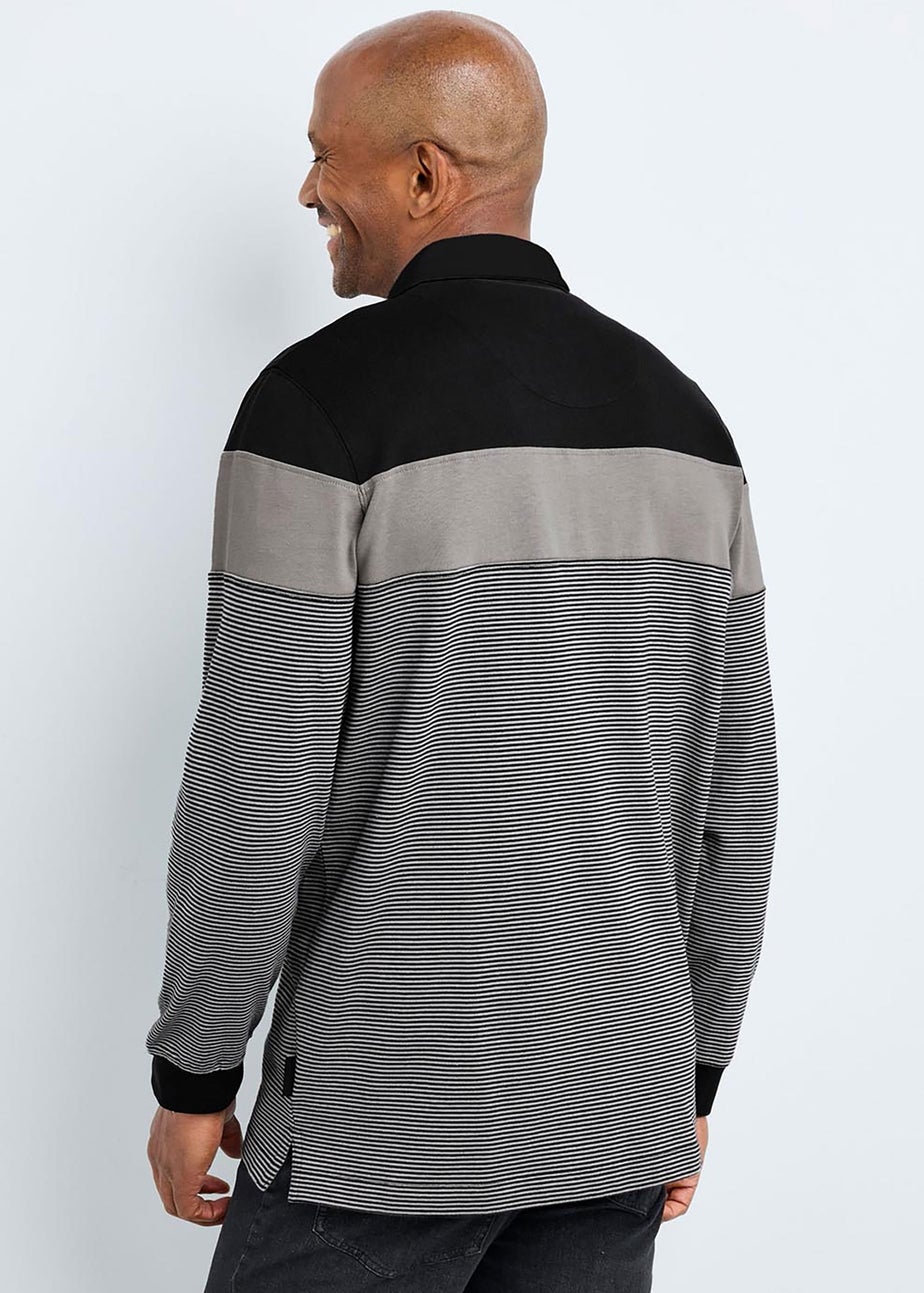 Cotton Traders Black Guinness Long Sleeve Panelled Rugby Shirt