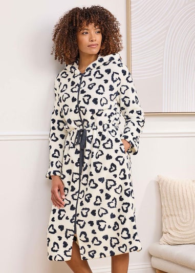 Cotton Traders Warm Cream Fleece Zip Front Dressing Gown