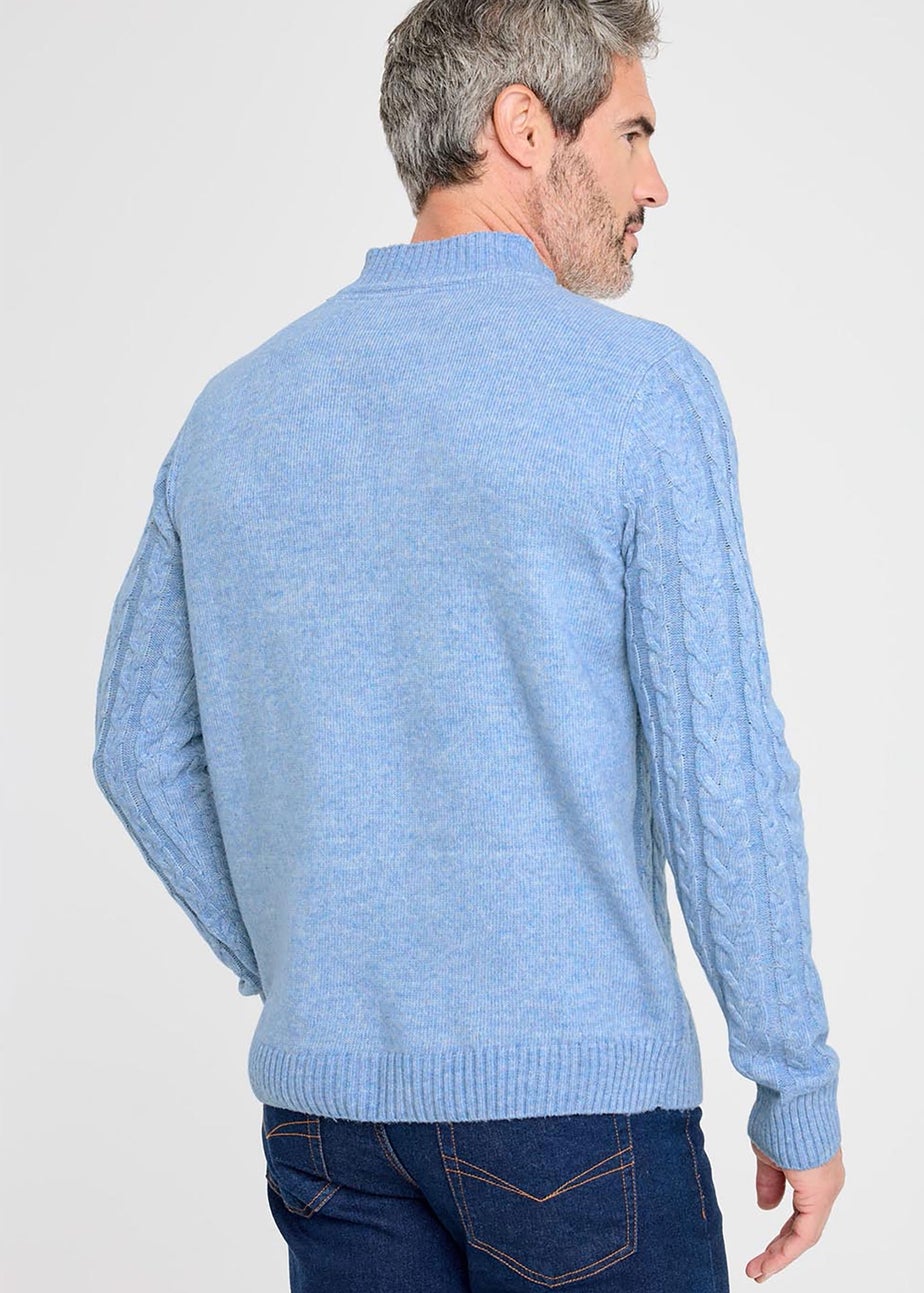 Cotton Traders Light Blue Cable Knit Turtleneck