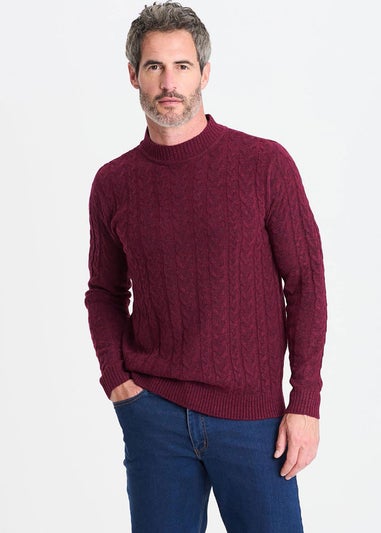 Cotton Traders Burgundy Cable Knit Turtleneck