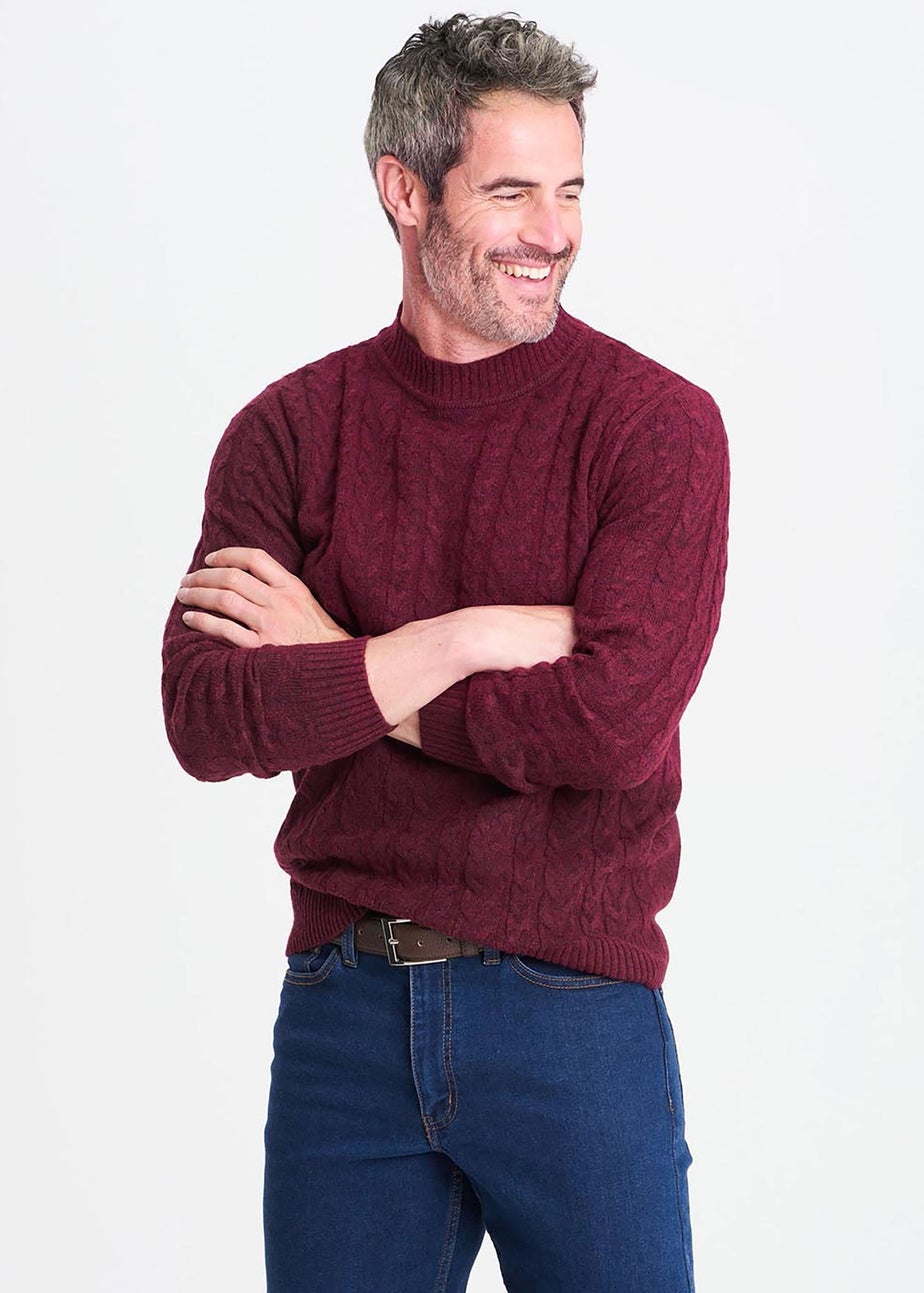 Cotton Traders Burgundy Cable Knit Turtleneck
