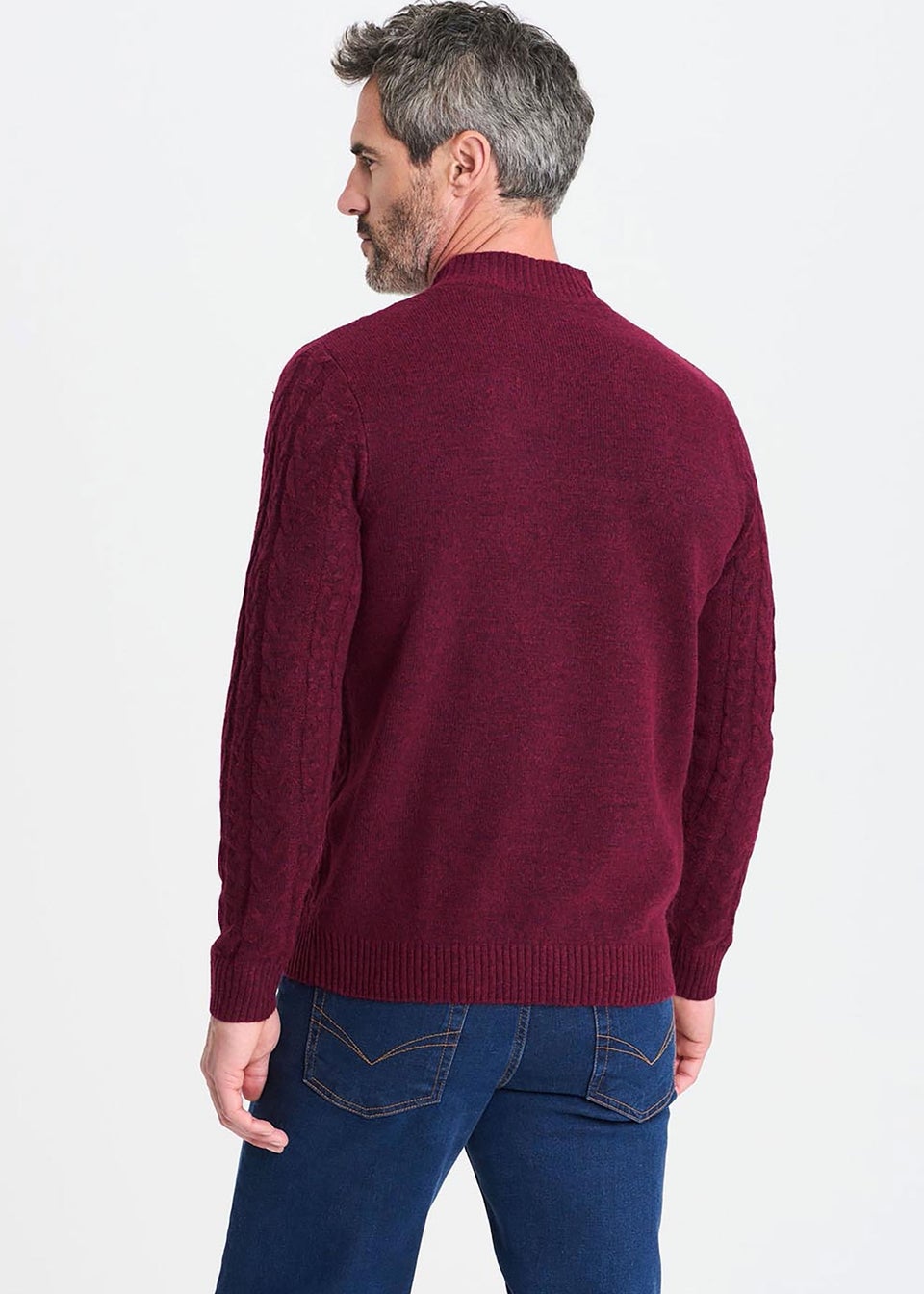 Cotton Traders Burgundy Cable Knit Turtleneck
