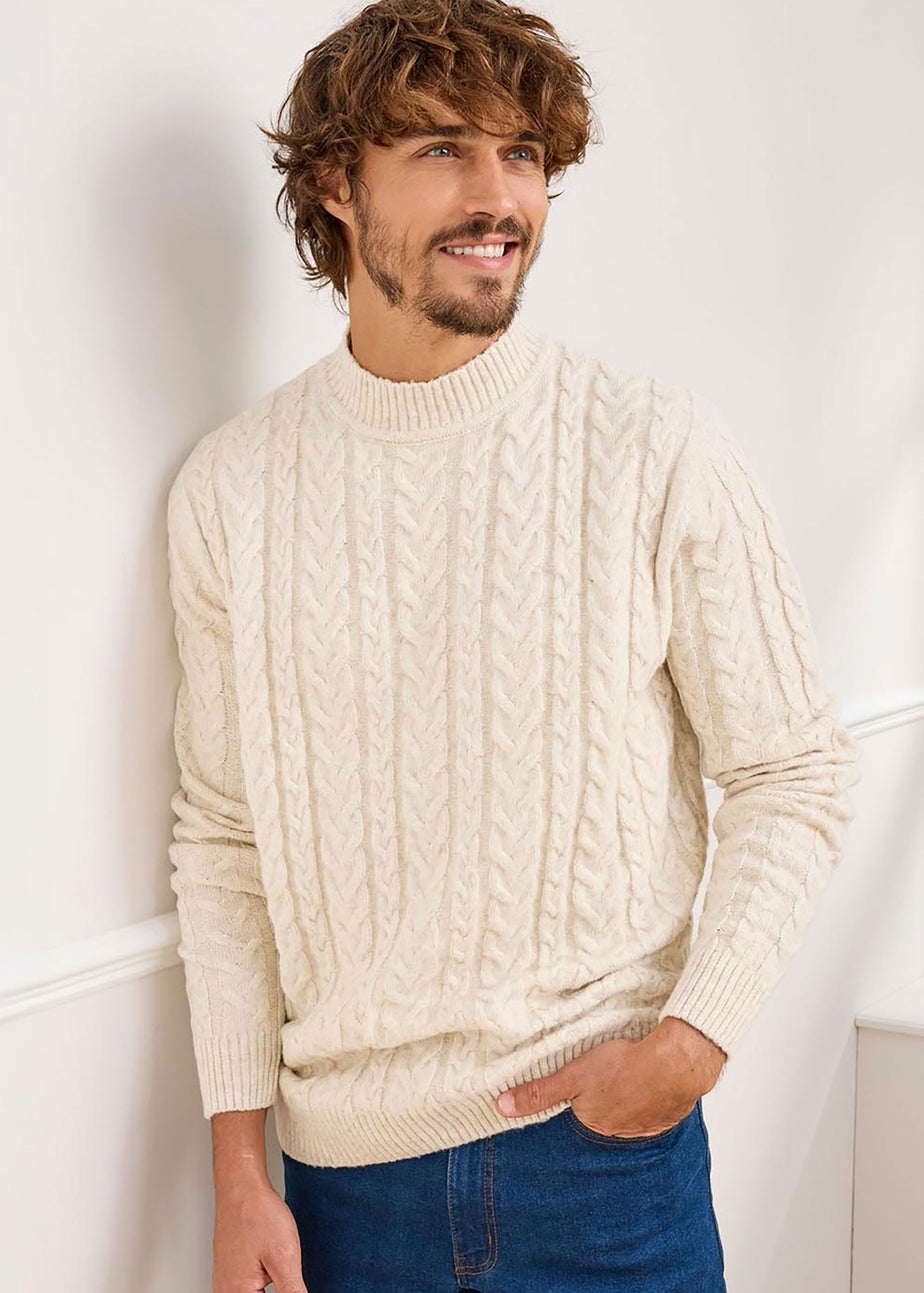 Cotton Traders Linen Cable Knit Turtleneck