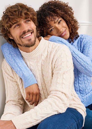 Cotton Traders Linen Cable Knit Turtleneck