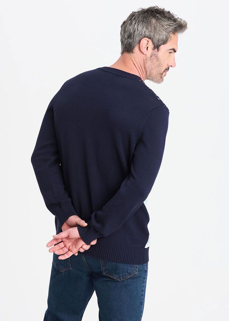 Cotton Traders Midnight Blue Novelty Crew Neck Jumper