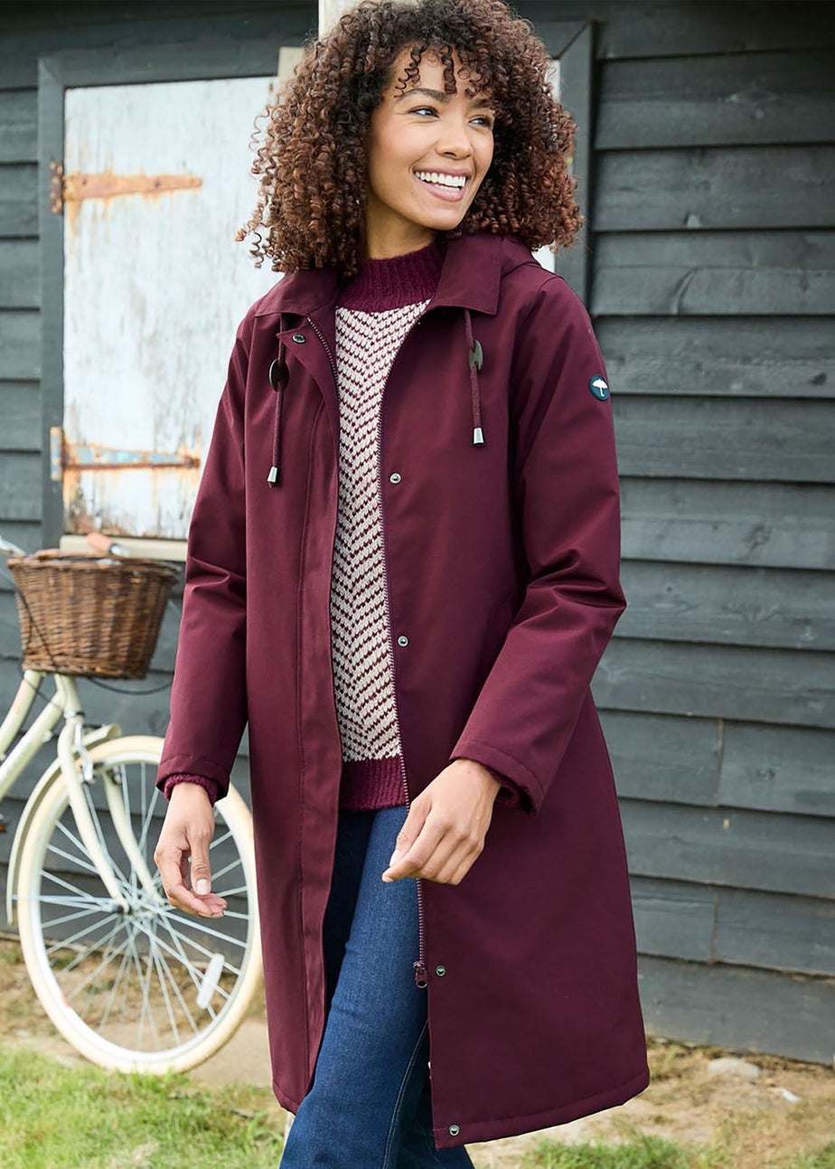 Cotton Traders Merlot All Weather Fleece Lined Long Waterproof Coat