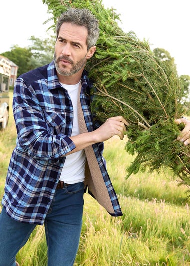 Cotton Traders Midnight Blue Fleece Lined Shirt