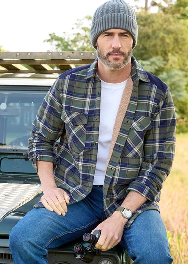 Cotton Traders Dark Green Fleece Lined Shirt