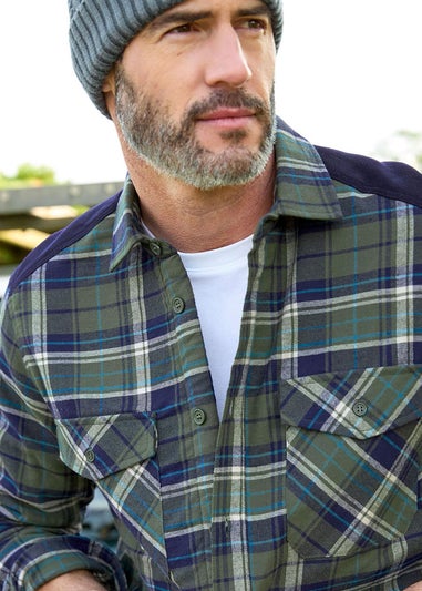 Cotton Traders Dark Green Fleece Lined Shirt