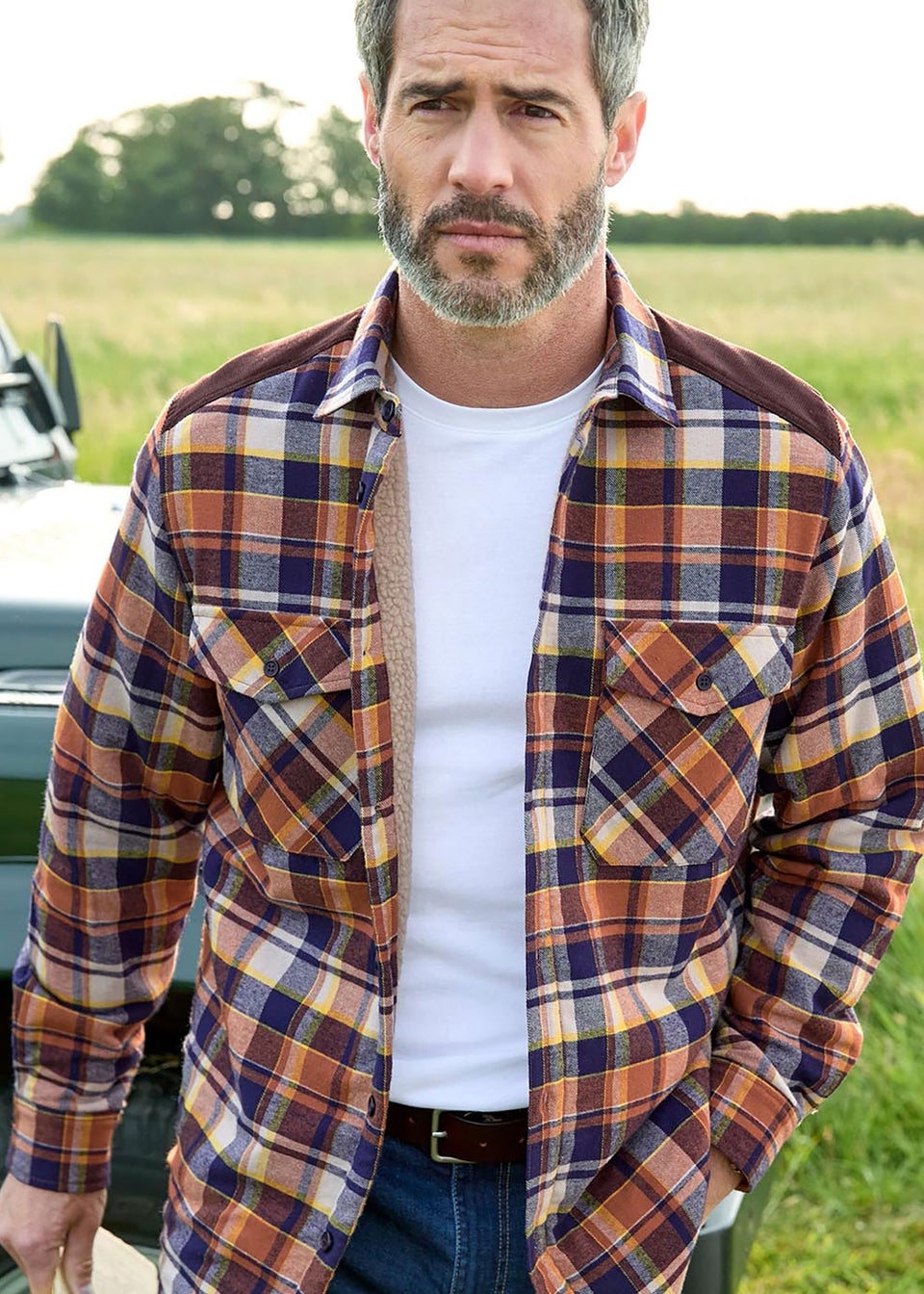 Cotton Traders Rust Fleece Lined Shirt