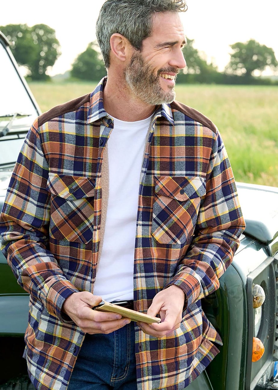 Cotton Traders Rust Fleece Lined Shirt