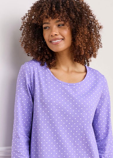 Cotton Traders Lavender 2 Pack Long Sleeve Nightdresses