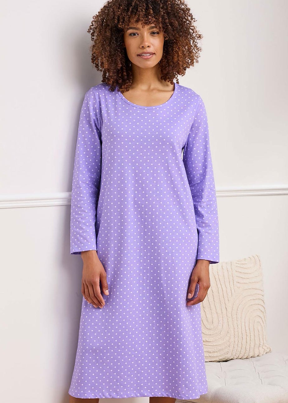 Cotton Traders Lavender 2 Pack Long Sleeve Nightdresses