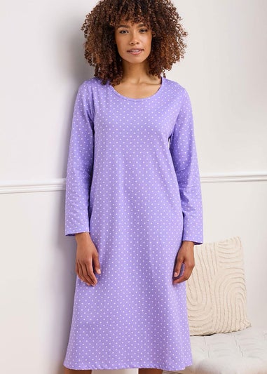 Cotton Traders Lavender 2 Pack Long Sleeve Nightdresses