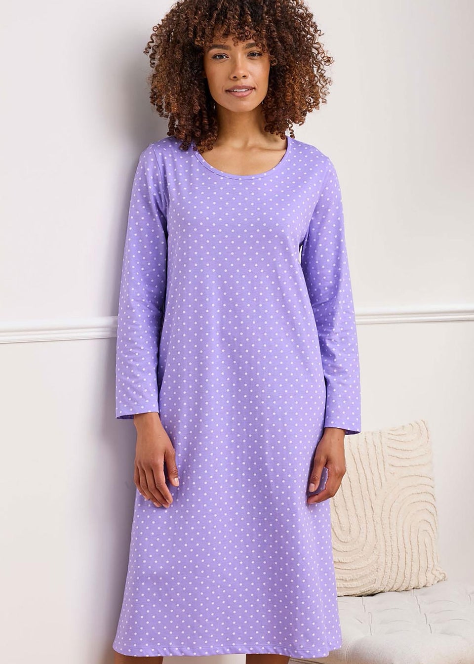 Cotton Traders Lavender 2 Pack Long Sleeve Nightdresses