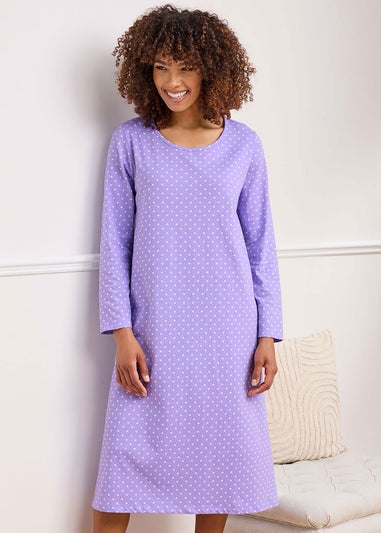 Cotton Traders Lavender 2 Pack Long Sleeve Nightdresses
