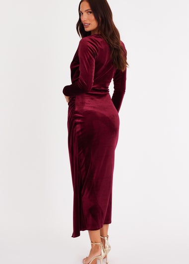 Quiz Red Velvet Wrap Midaxi Dress