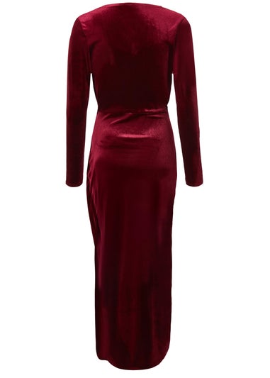 Quiz Red Velvet Wrap Midaxi Dress