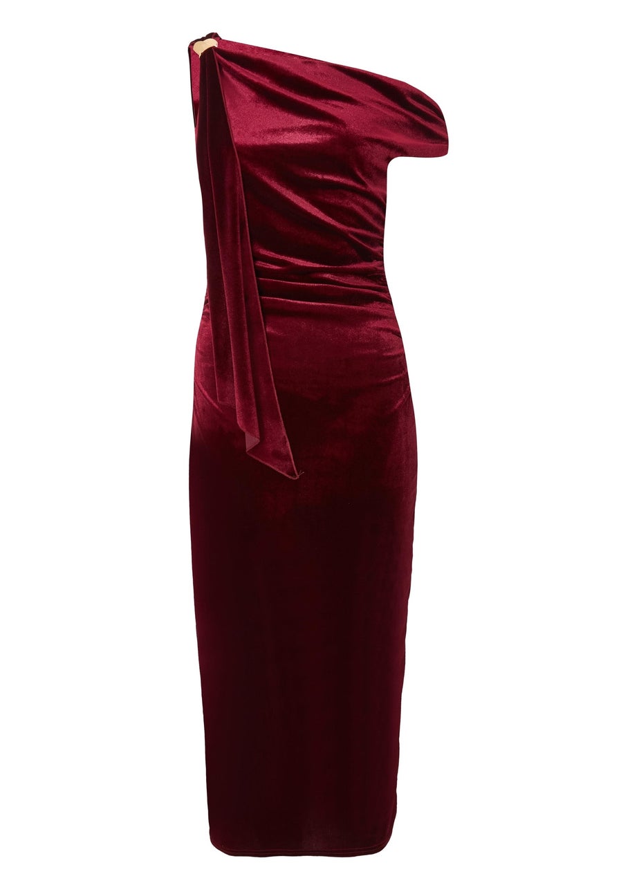 Quiz Red Petite Velvet Sash Detail Midaxi Dress