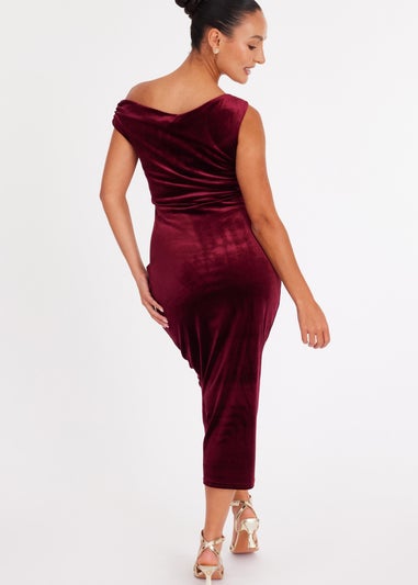 Quiz Red Petite Velvet Sash Detail Midaxi Dress