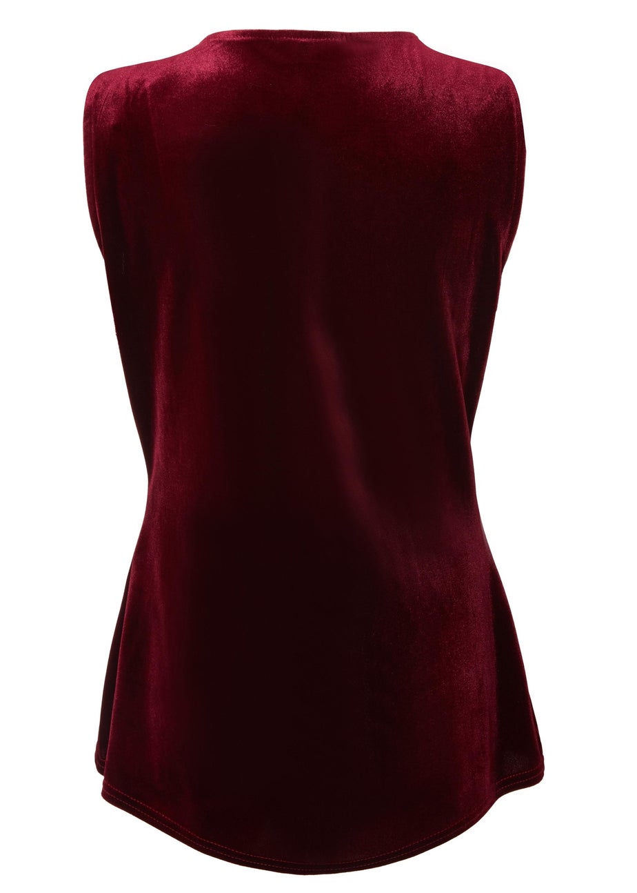 Quiz Red Velvet Round Neck Waistcoat