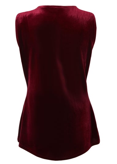 Quiz Red Velvet Round Neck Waistcoat