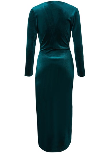 Quiz Green Petite Velvet Wrap Midaxi Dress