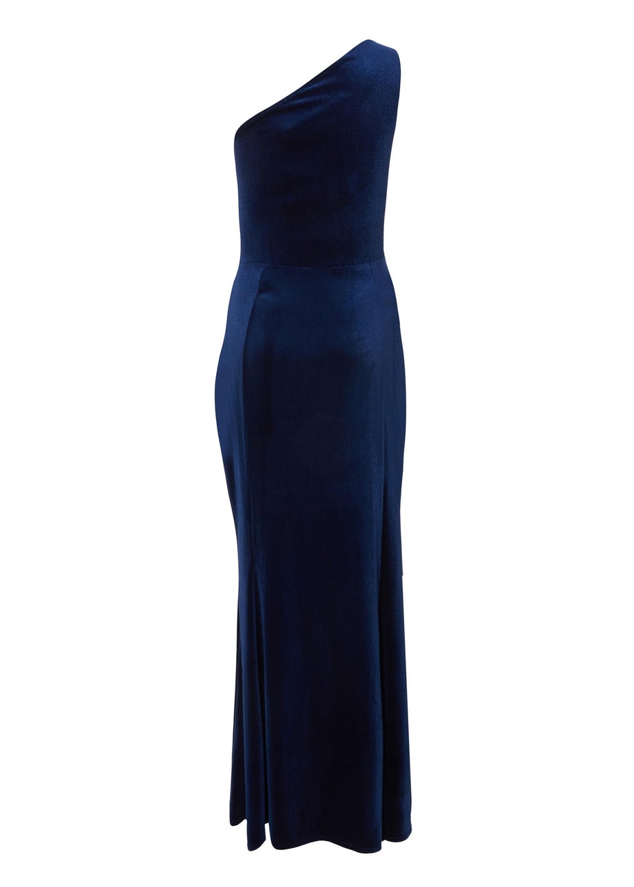 Quiz Navy Velvet Corsage Maxi Dress