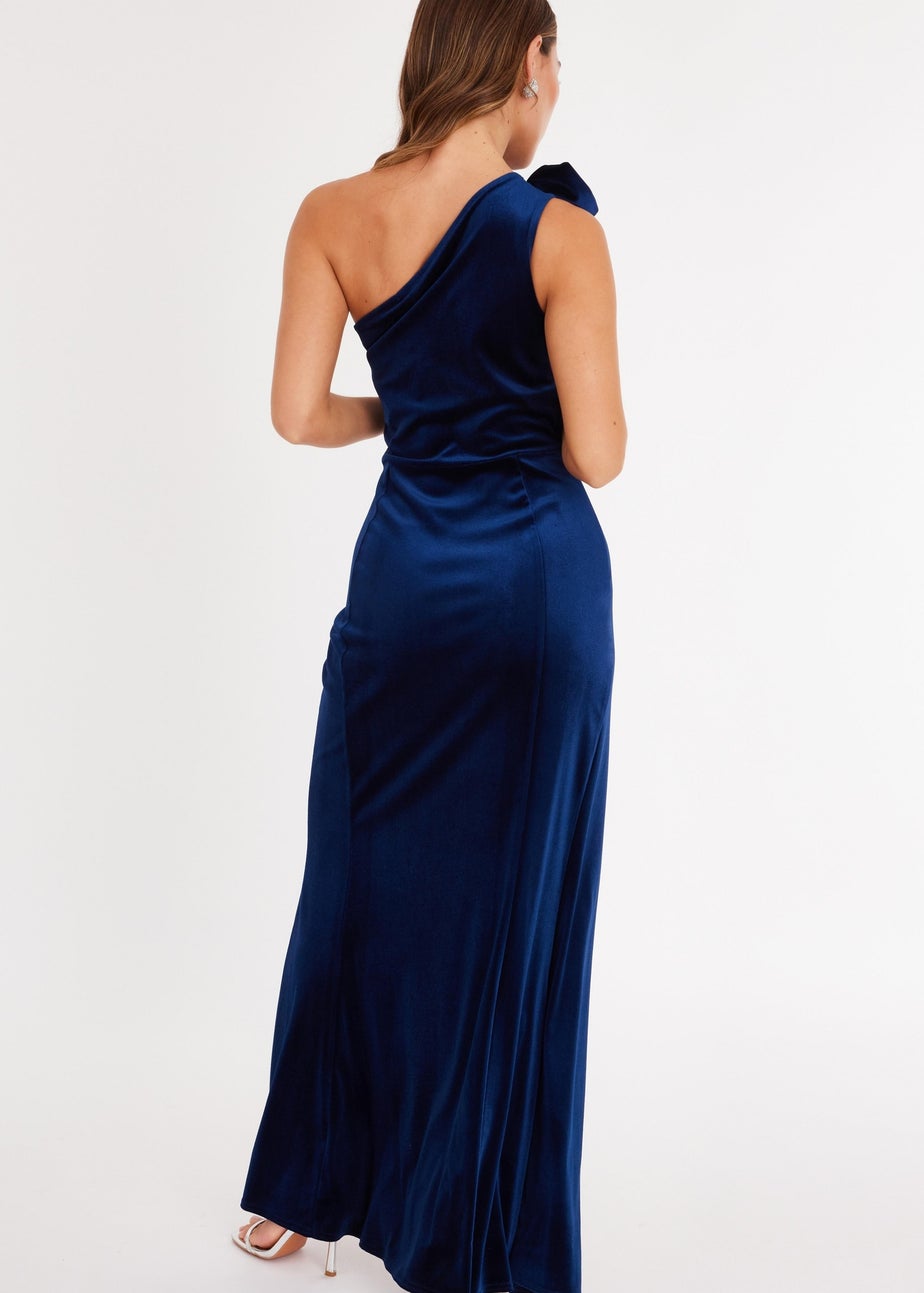 Quiz Navy Velvet Corsage Maxi Dress