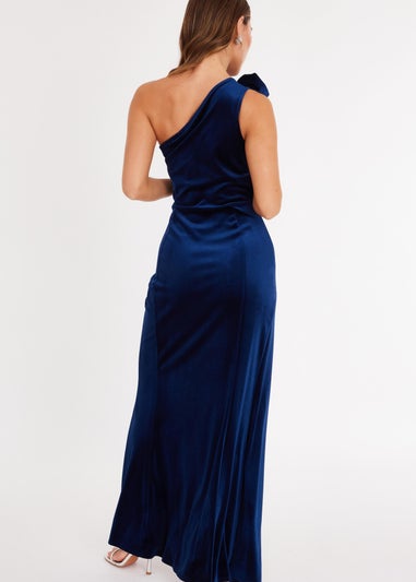 Quiz Navy Velvet Corsage Maxi Dress