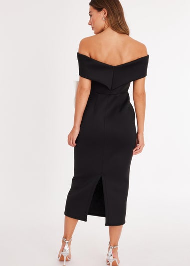 Quiz Black Contrast Bow Midi Dress