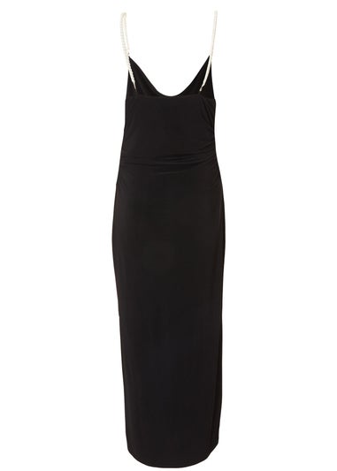 Quiz Black Pearl Strap Midaxi Dress