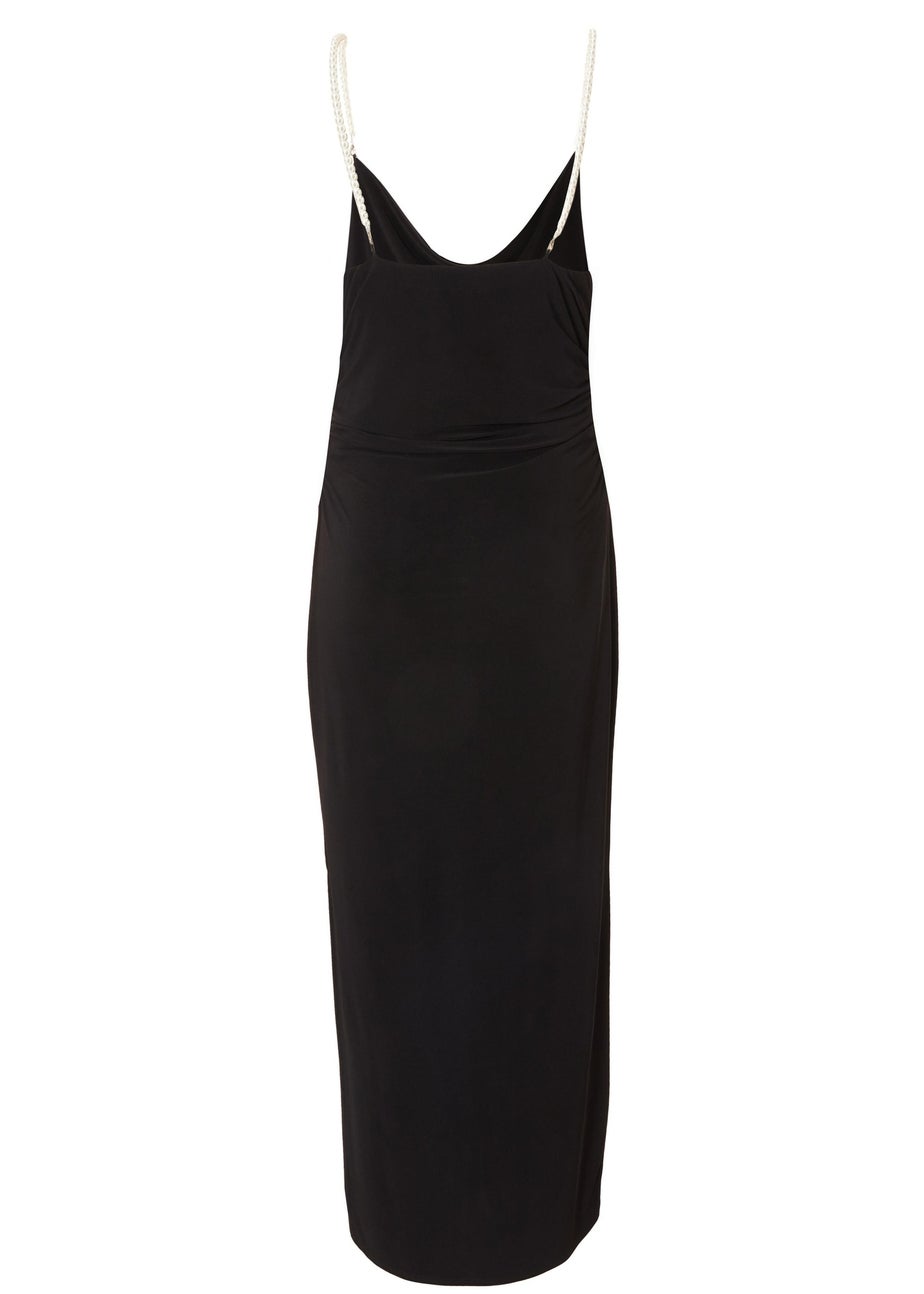 Quiz Black Pearl Strap Midaxi Dress