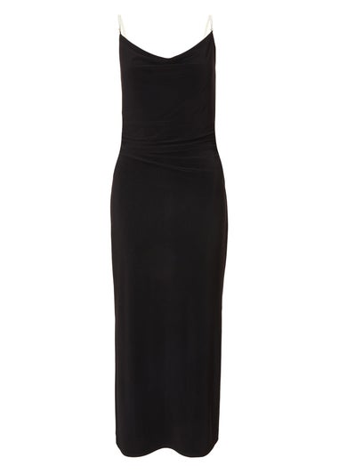 Quiz Black Pearl Strap Midaxi Dress