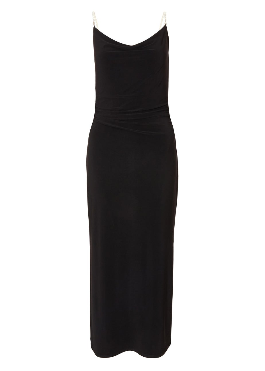 Quiz Black Pearl Strap Midaxi Dress