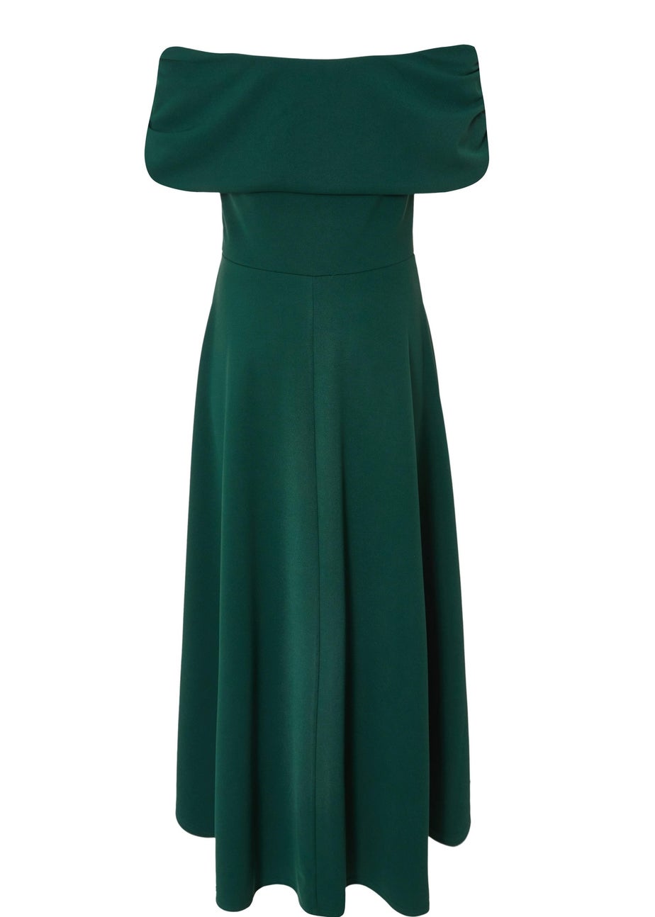 Quiz Green Diamante Buckle Midi Dress