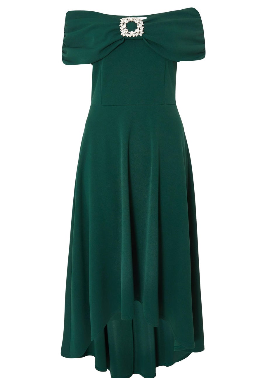 Quiz Green Diamante Buckle Midi Dress