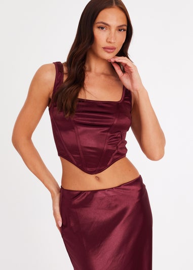 Quiz Red Satin Maxi Skirt