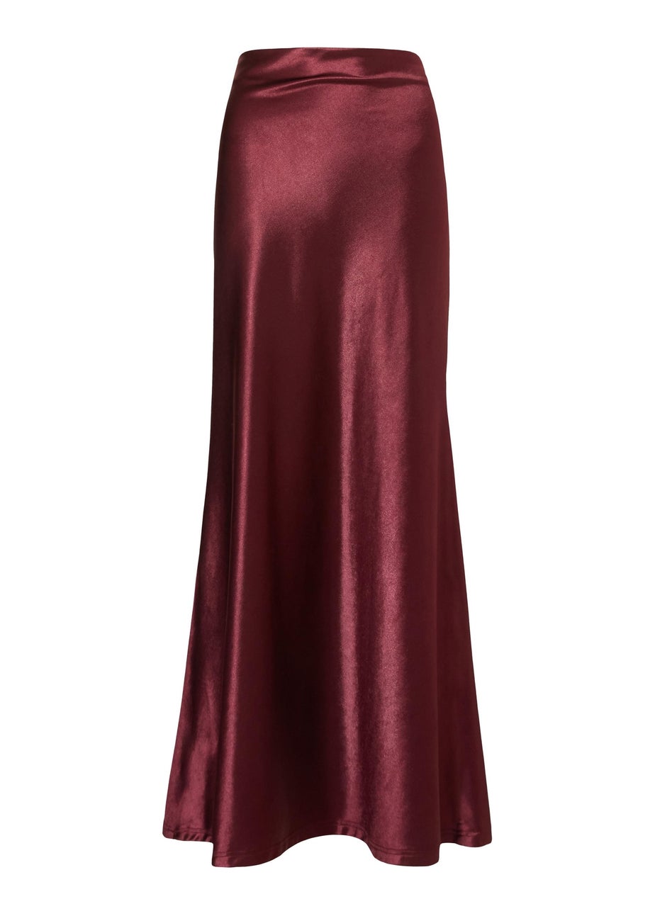 Quiz Red Satin Maxi Skirt