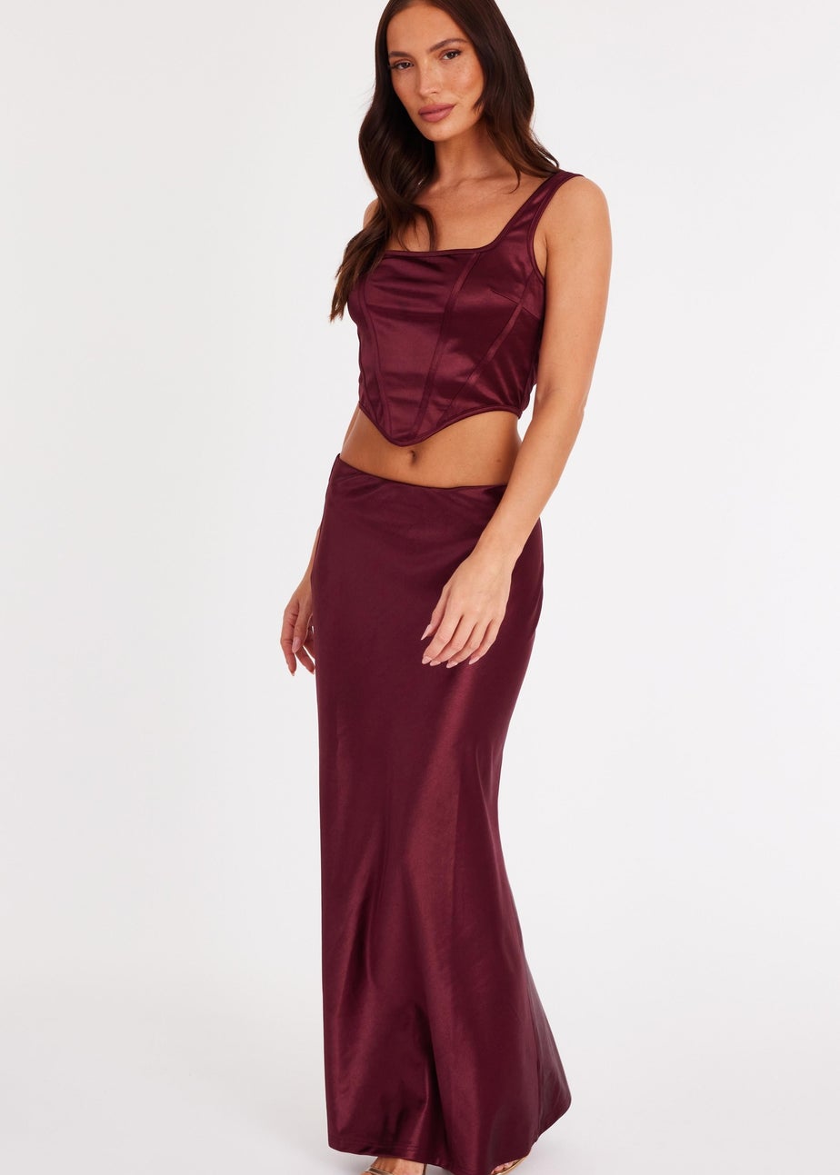 Quiz Red Satin Maxi Skirt