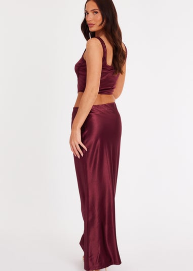 Quiz Red Satin Maxi Skirt