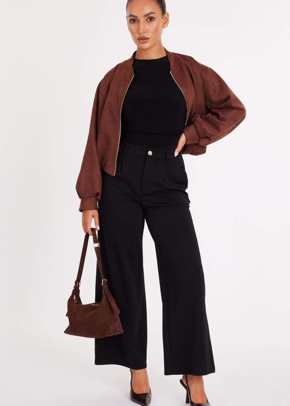 Quiz Black Petite High Waisted Trousers