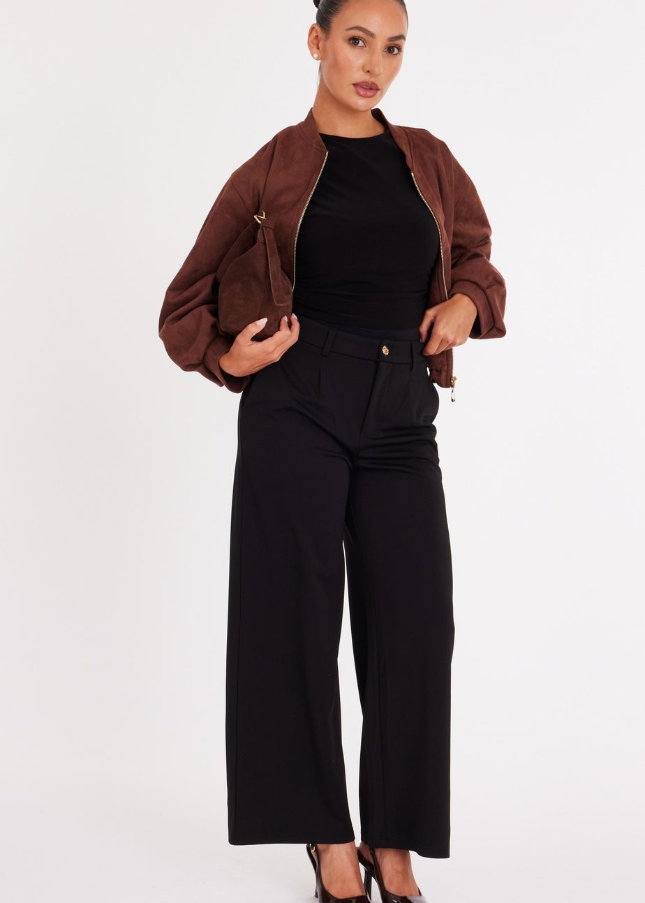 Quiz Black Petite High Waisted Trousers