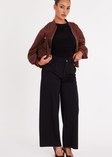 Quiz Black Petite High Waisted Trousers