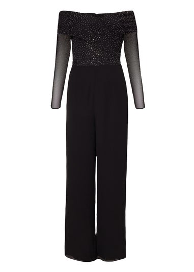 Quiz Black Diamante Bardot Jumpsuit