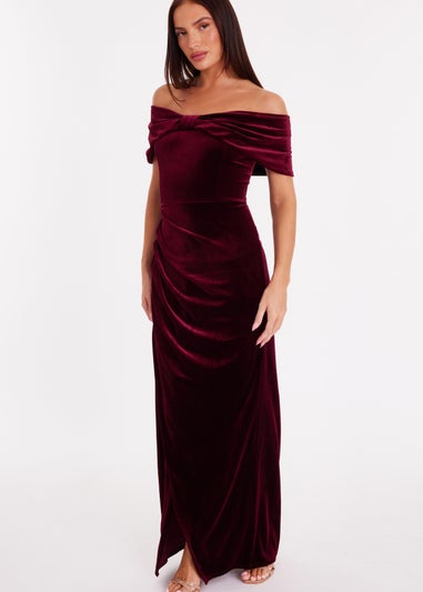 Quiz Red Velvet Bardot Maxi Dress