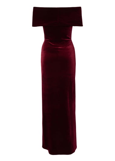 Quiz Red Velvet Bardot Maxi Dress