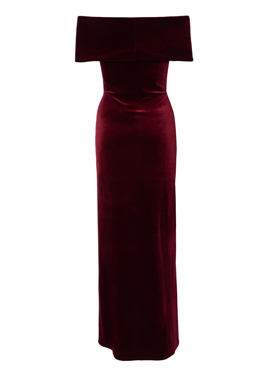 Quiz Red Velvet Bardot Maxi Dress